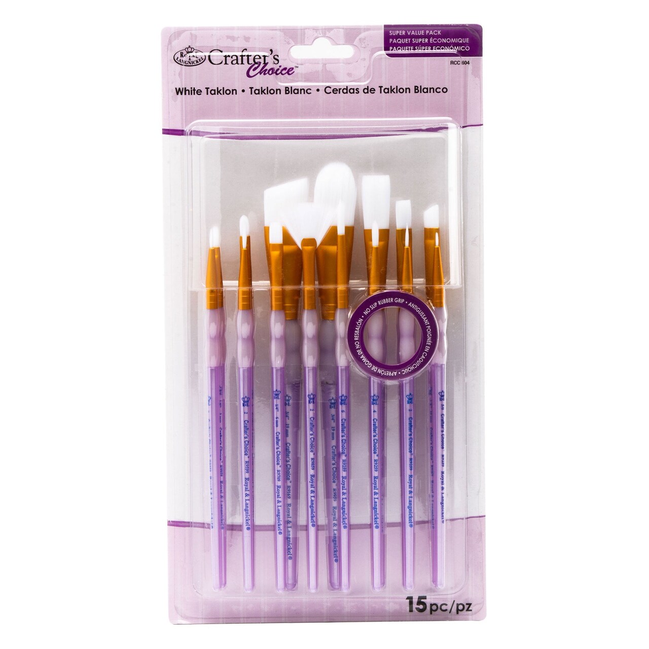 RCC 604 | Crafter's Choice™ 15pc White Taklon Variety Brush Set